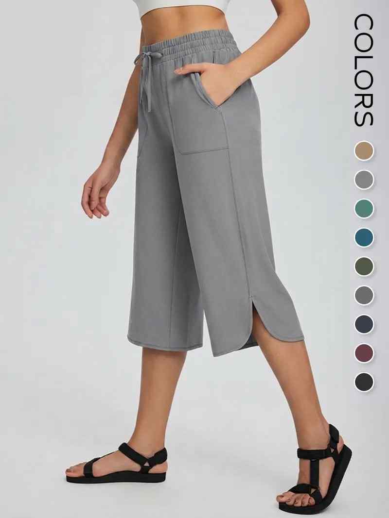 👖 Women's Wide Leg Yoga Capris – High Waisted with Pockets, Quick Dry, Lightweight, UPF 50+ Sun Protection – Loose Comfy for Hiking, Gym, Travel & Outdoor Workout ☀️