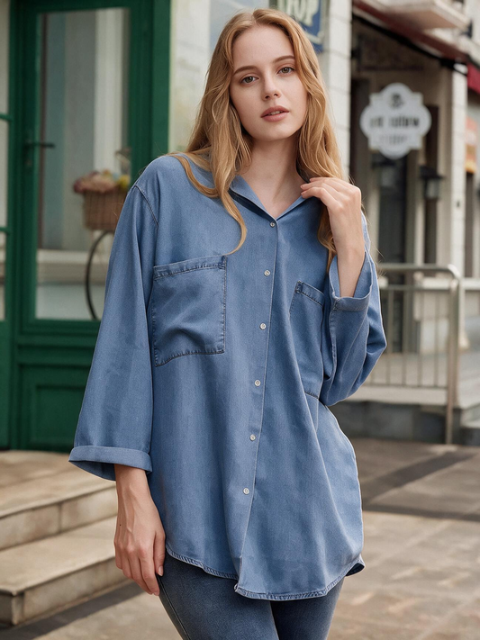 Oversized Washed Denim Shirt