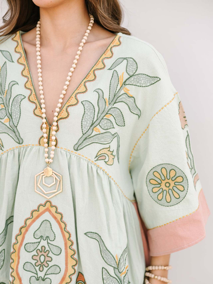 Women's Boho Embroidered V-Neck Mini Dress(BUY 2 FREE SHIPPING)