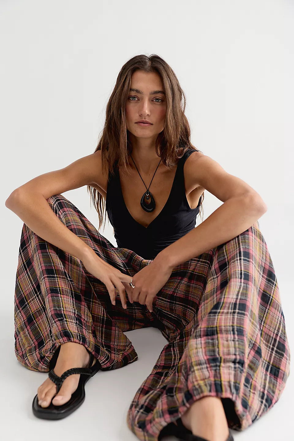 Boho Relaxed Fit Plaid Balloon Pants