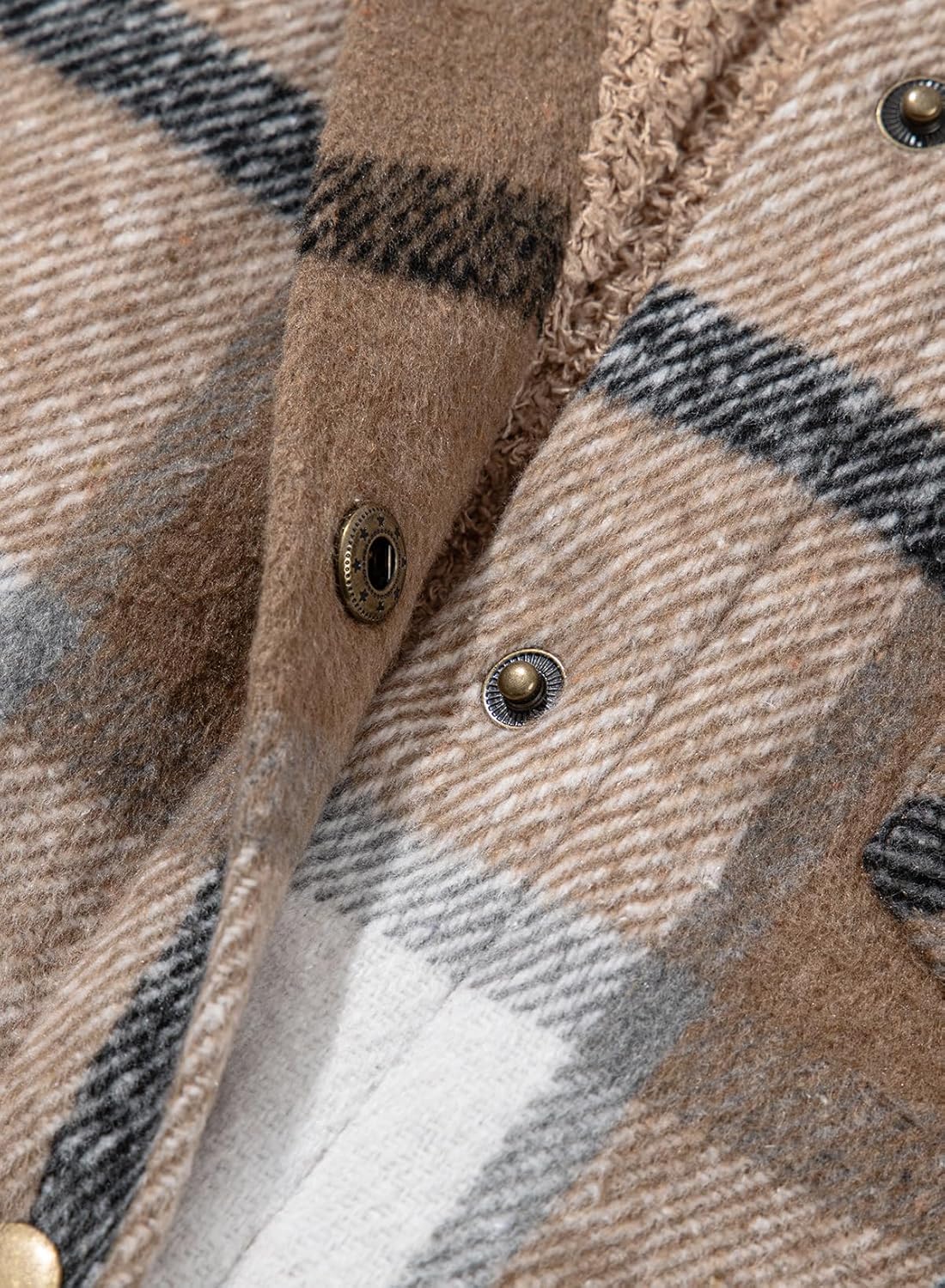 Women's Flannel Hooded Button down Fleece Plaid Shacket