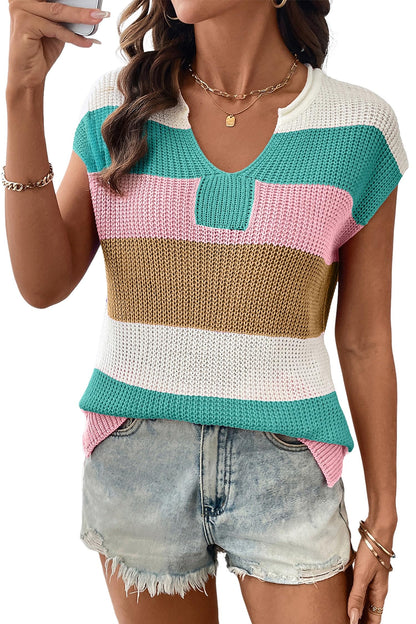 2026 Spring Women's Striped Colorblock Knit Top（buy 2 free shipping）