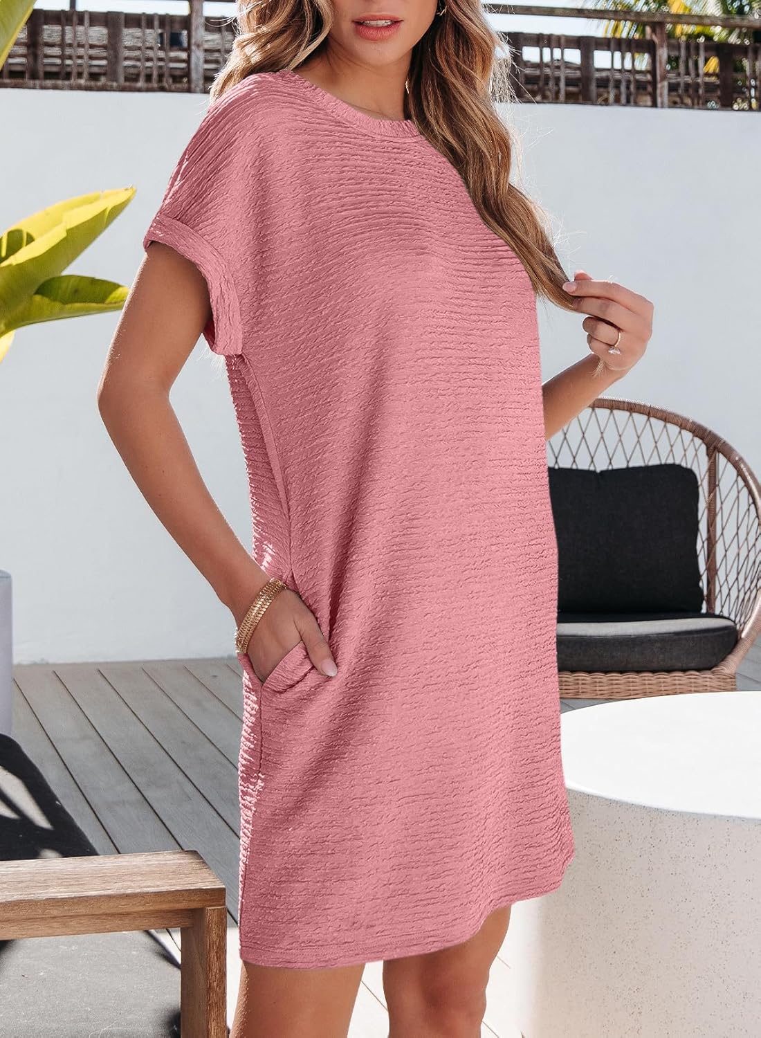 🔥Women's Lightweight Summer Short Sleeve Dress with Pockets