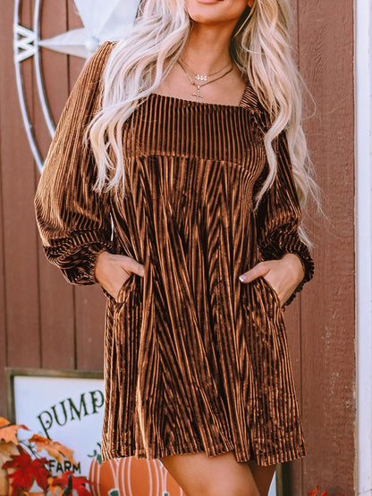 ✨Square Neck Velvet Mini Dress