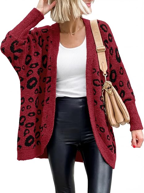 Leopard Cardigan for Women Knit Fall Fashion Clothes