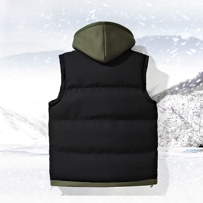 ⏰Hot Sale-Contrast Drawstring Hood Puffer Vest