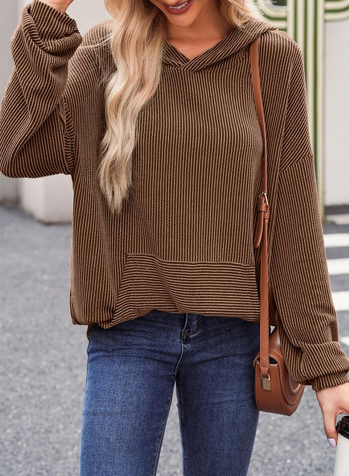 Women's Ribbed Knit Pullover Hoodie (Buy 2 Free Shipping)