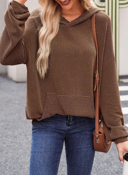 Women's Ribbed Knit Pullover Hoodie (Buy 2 Free Shipping)