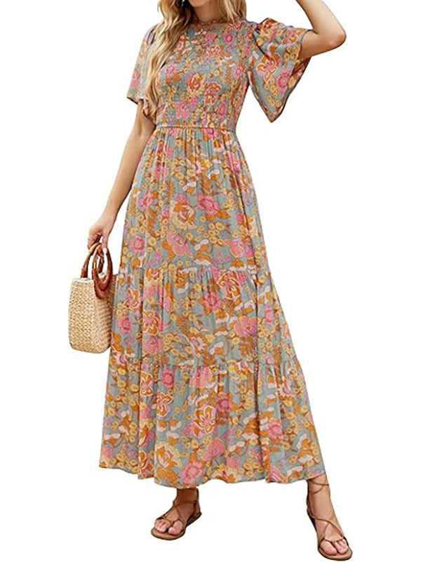 2026 Women's Summer Boho Pleated Waist-Defining Layered Maxi Skirt（BUY 2 FREE SHIPPING)