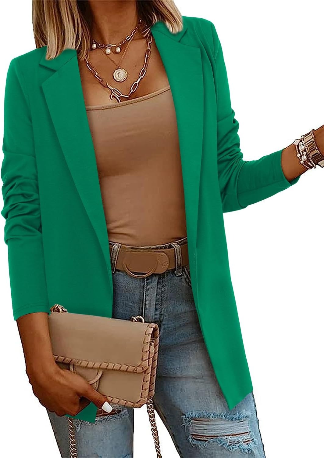 Women's Casual Lightweight Lapel Long Sleeve Blazer Coat