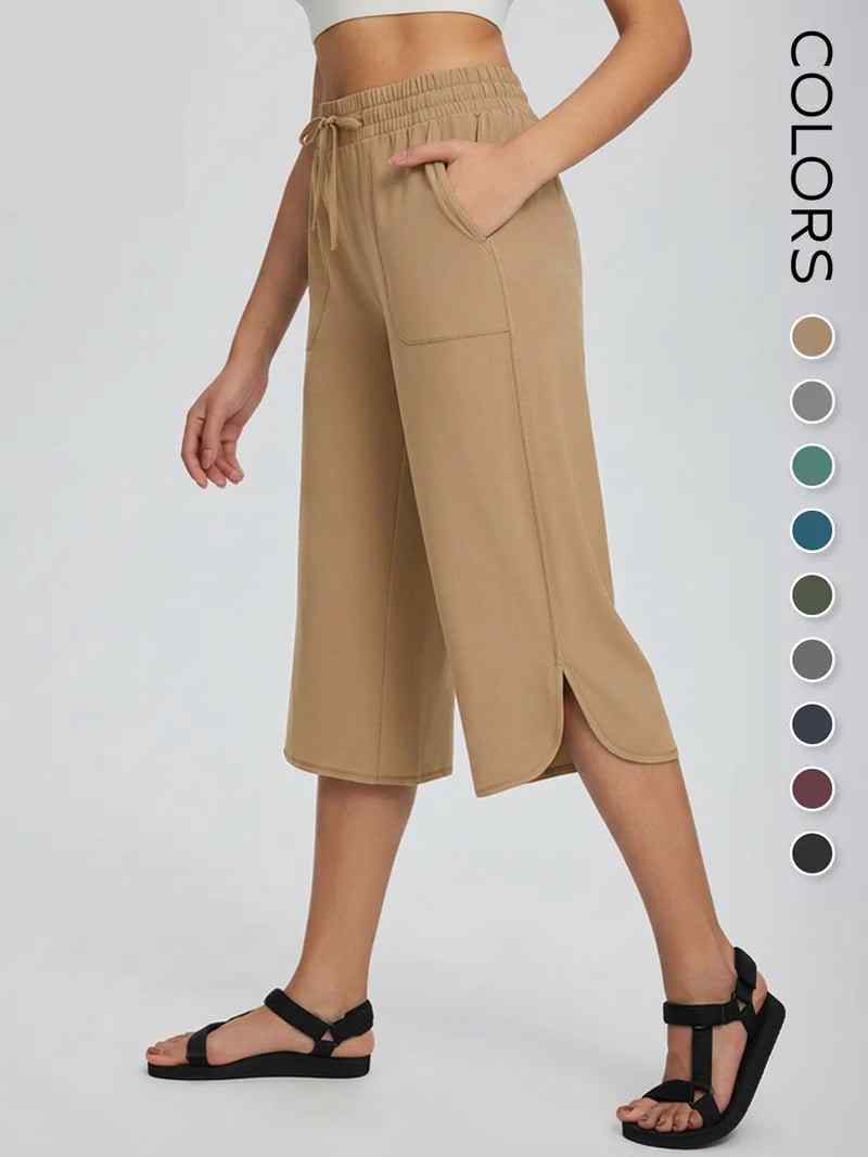 👖 Women's Wide Leg Yoga Capris – High Waisted with Pockets, Quick Dry, Lightweight, UPF 50+ Sun Protection – Loose Comfy for Hiking, Gym, Travel & Outdoor Workout ☀️