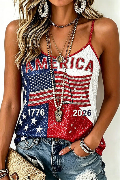 Women's Independence Day Print Sleeveless Camisole Top