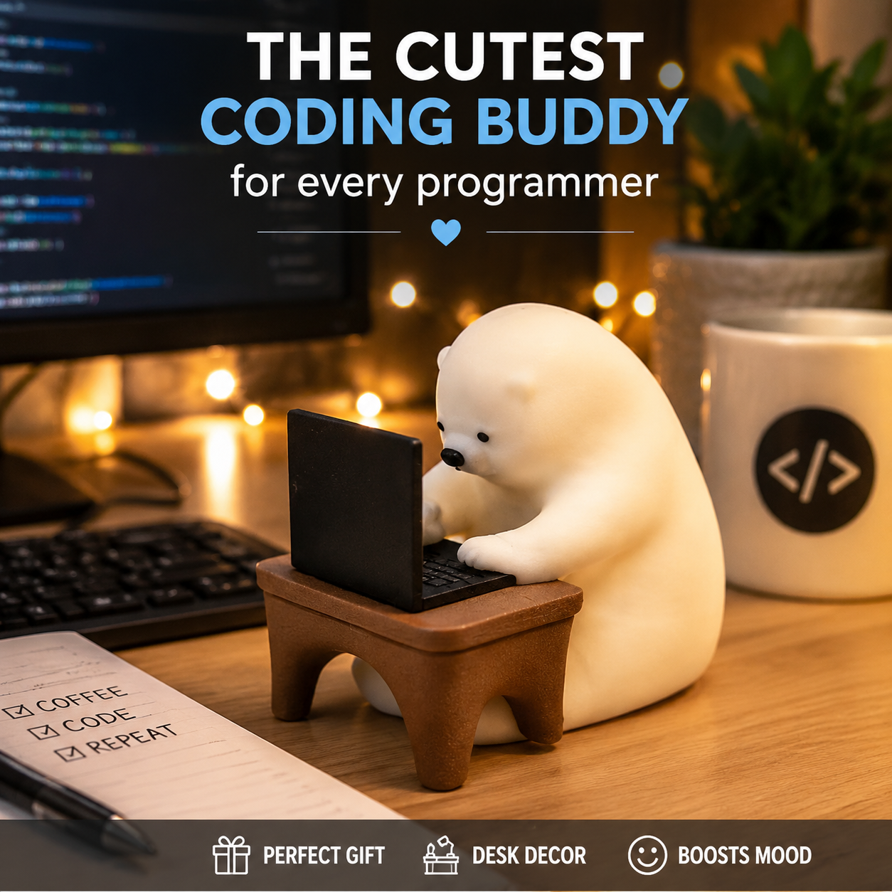 Mini Working Polar Bear Figurine