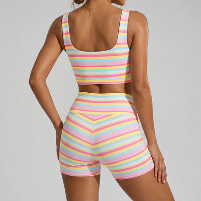 Women's Rainbow Striped Two-Piece Tracksuit