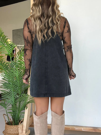 Washed denim overall dress(Buy 2 Free Shipping)