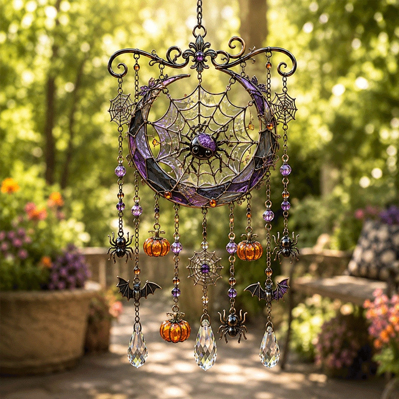 Halloween Stained Glass Suncatcher Wind Chime 🎃