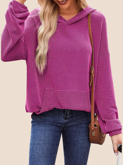 Women's Ribbed Knit Pullover Hoodie (Buy 2 Free Shipping)