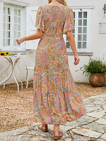 2026 Women's Summer Boho Pleated Waist-Defining Layered Maxi Skirt（BUY 2 FREE SHIPPING)