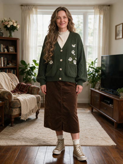 Embroidered Floral Knit Cardigan