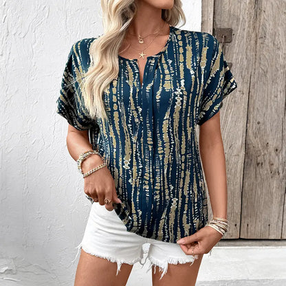 2026 Spring/Summer Women's Casual Abstract Print Blouse（Buy 2 Free Shipping）