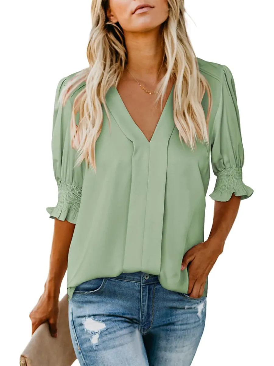 Women's V-Neck Ruffled Sleeve Blouse(BUY 2 FREE SHIPPING)