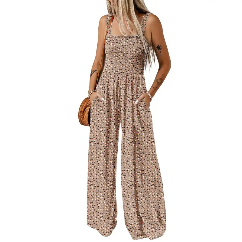 Midiross Boho Wide Leg Jumpsuit for Women – Casual Sleeveless Overalls with Pockets