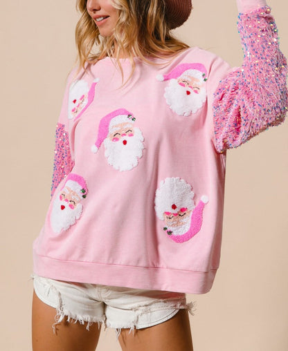 Hot Sale-Women's Santa Sequin Patchwork Sweatshirt