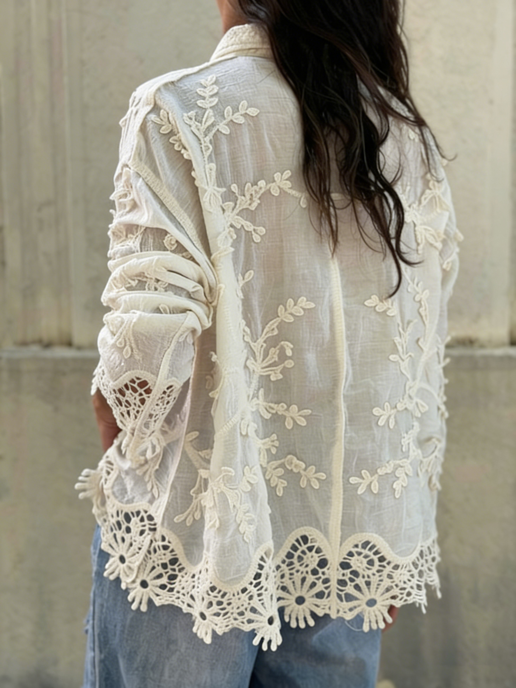 Cotton and linen collared 3D embroidered shirt（BUY 2 FREE SHIPPING)