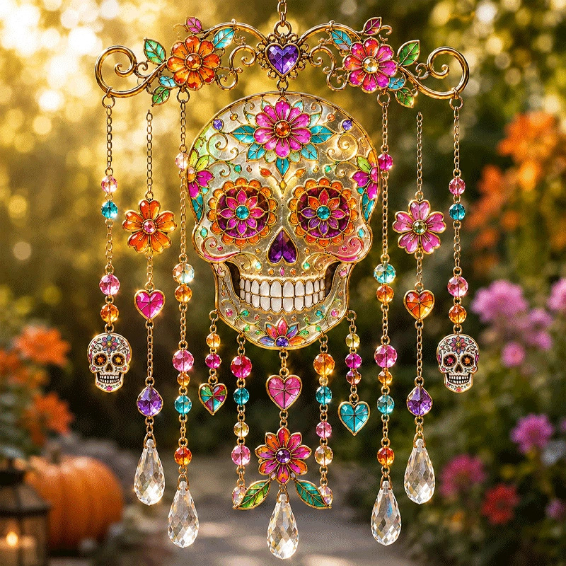 Halloween Stained Glass Suncatcher Wind Chime 🎃