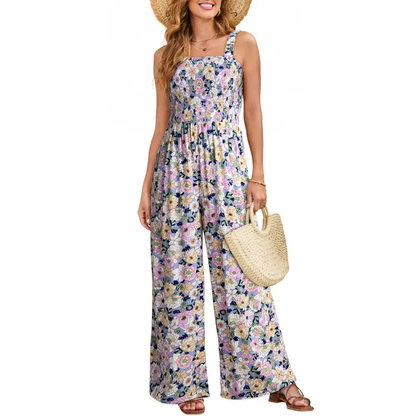 Midiross Boho Wide Leg Jumpsuit for Women – Casual Sleeveless Overalls with Pockets
