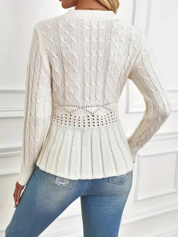 Women's Crew Neck Long Sleeve Chunky Knit Sweater (Buy 2 Free Shipping)