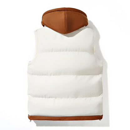 ⏰Hot Sale-Contrast Drawstring Hood Puffer Vest