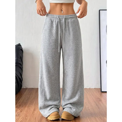 Women's Elastic Drawstring Wide-Leg Sweatpants
