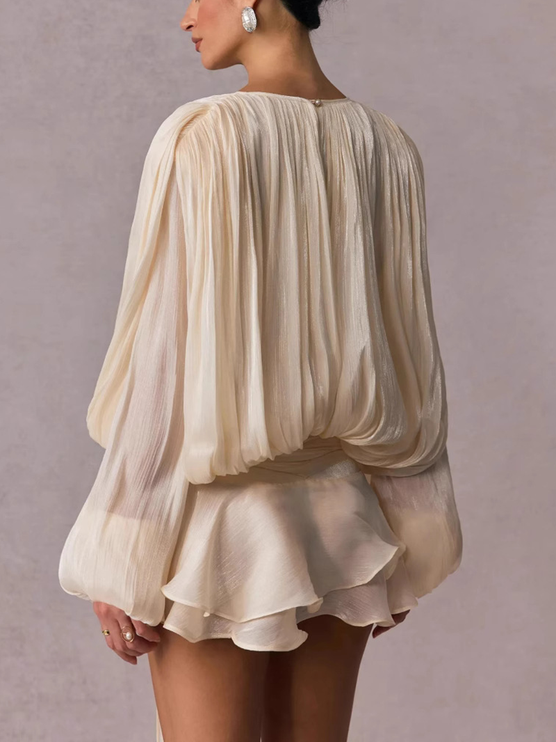 French-style ruffled and gathered short dress with leggings(BUY 2 FREE SHIPPING)