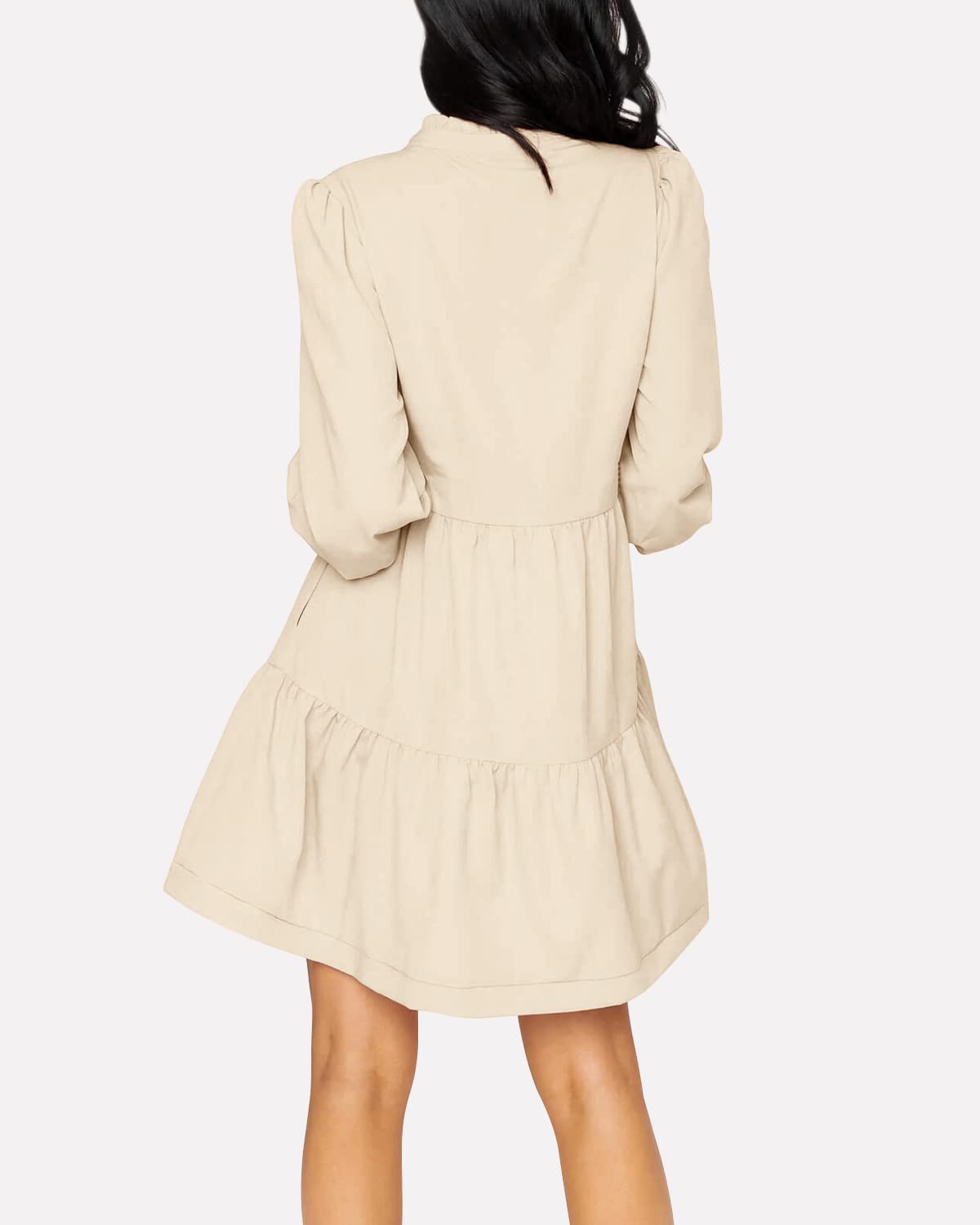 Women's  Casual V Neck Fall Long Sleeve Loose Ruffle Tiered Dress(BUY 2 FREE SHIPPING)