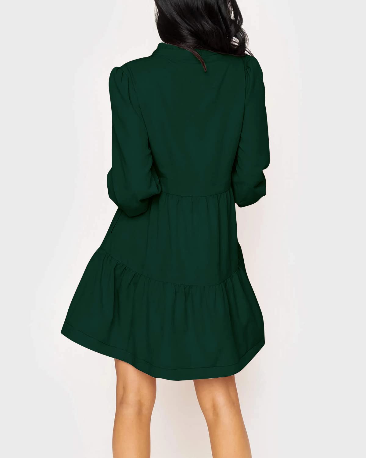 Women's  Casual V Neck Fall Long Sleeve Loose Ruffle Tiered Dress(BUY 2 FREE SHIPPING)