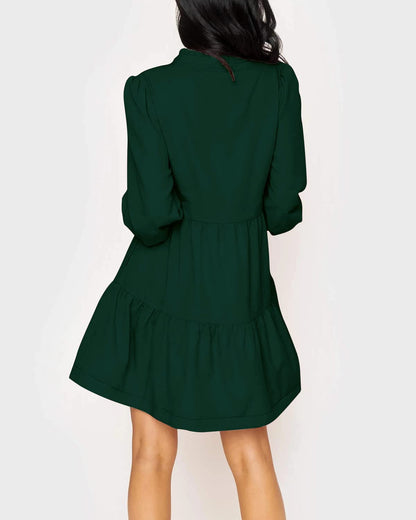 Women's  Casual V Neck Fall Long Sleeve Loose Ruffle Tiered Dress(BUY 2 FREE SHIPPING)
