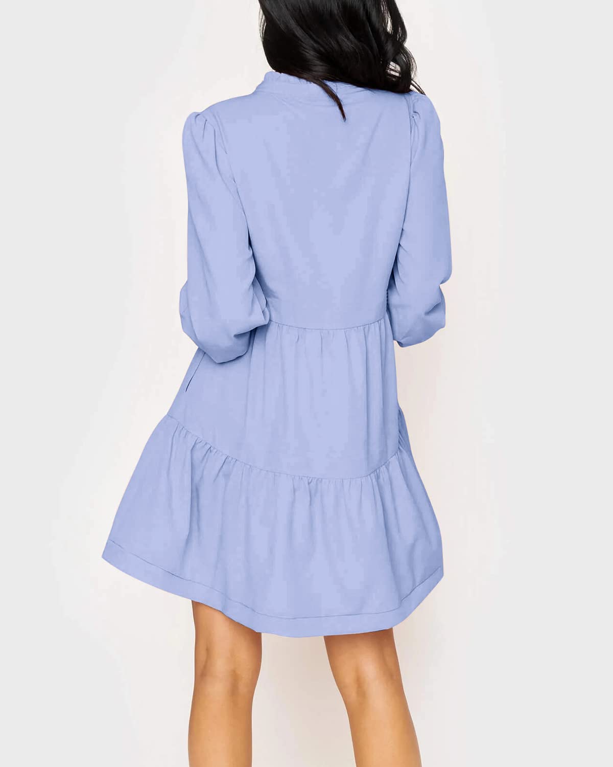 Women's  Casual V Neck Fall Long Sleeve Loose Ruffle Tiered Dress(BUY 2 FREE SHIPPING)