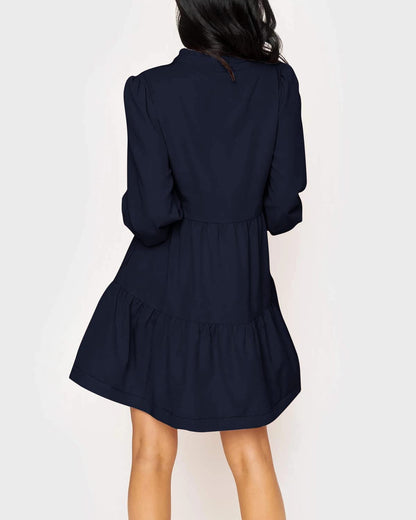 Women's  Casual V Neck Fall Long Sleeve Loose Ruffle Tiered Dress(BUY 2 FREE SHIPPING)