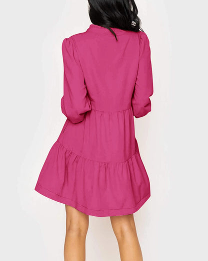Women's  Casual V Neck Fall Long Sleeve Loose Ruffle Tiered Dress(BUY 2 FREE SHIPPING)