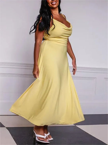 NEW DRAPE SUSPENDER DRESS WITH BUILT-IN BRA(buy 2 free shipping)