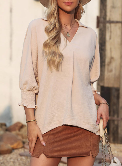 Limited time sale 🔥Womens Casual 3/4 Sleeve V Neck Loose Fit Basic Tees