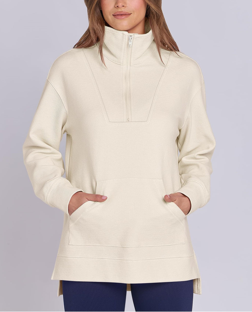 Women's Quarter Zip Oversized Knit Pullover (Buy 2 Free Shipping)