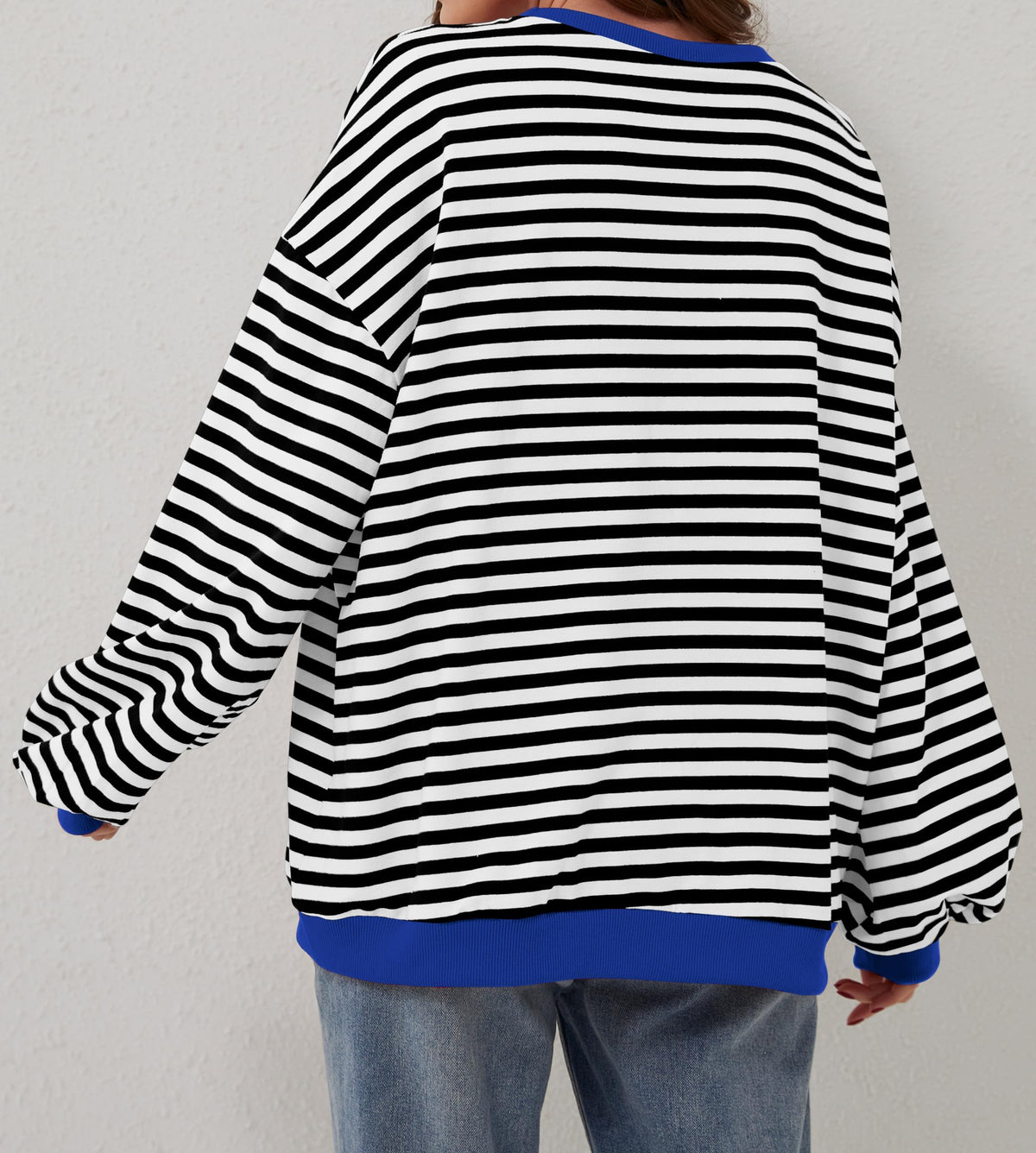 Oversized Striped Color Block Sweatshirt