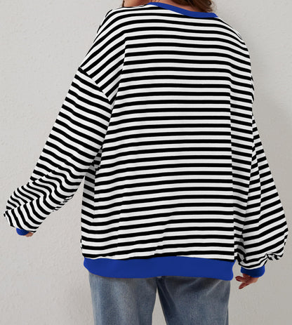 Oversized Striped Color Block Sweatshirt