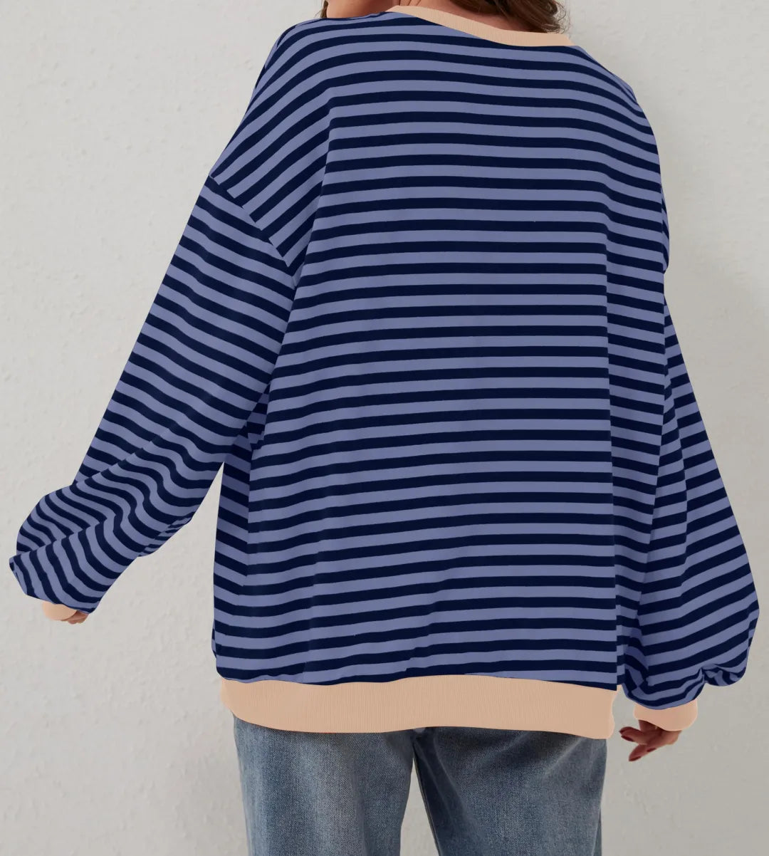 Oversized Striped Color Block Sweatshirt