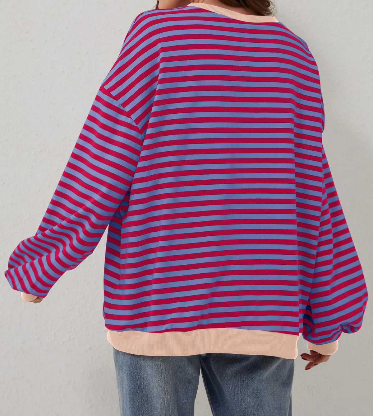 Oversized Striped Color Block Sweatshirt