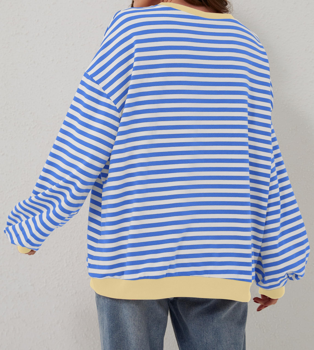 Oversized Striped Color Block Sweatshirt