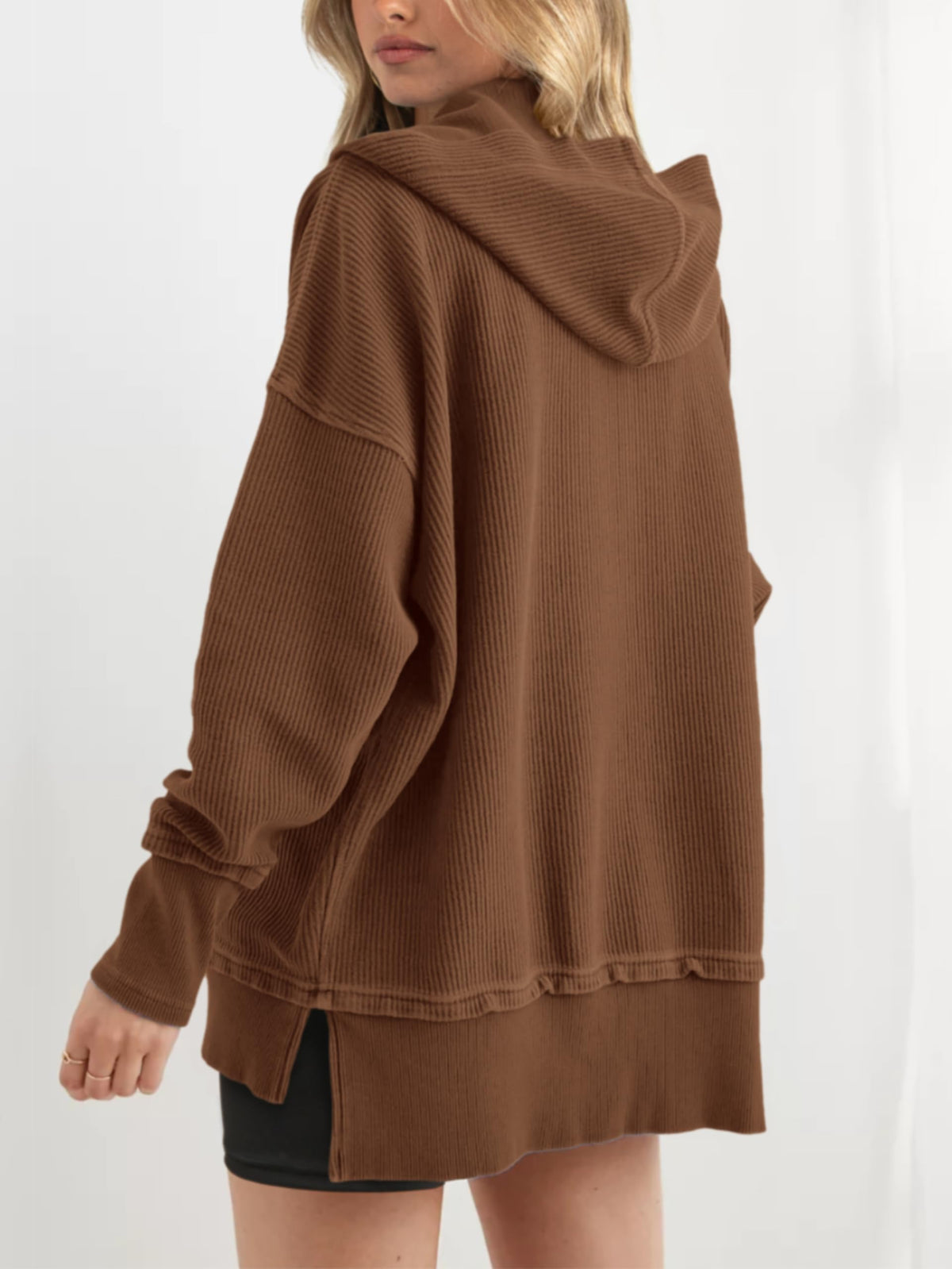 Hot Sale-Womens Long Sleeve Hoodie Oversized Button Up Sweatshirt Pullover Tops