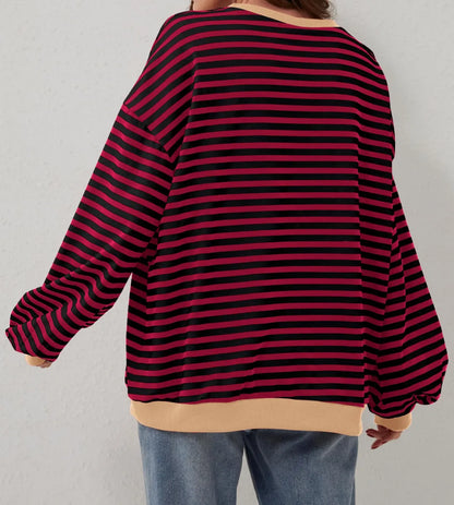 Oversized Striped Color Block Sweatshirt